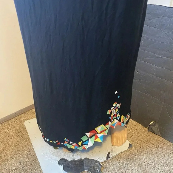 VTG Y2K Boundary&Co Women’s S Colorful Patchwork Geometric Black Goth Maxi Dress - Picture 9 of 14